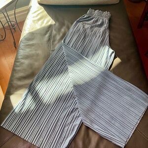 New Mix XXL Blue Palazzo Pants Trendy Vacation Paper Bag High Waist Comfy Chic
